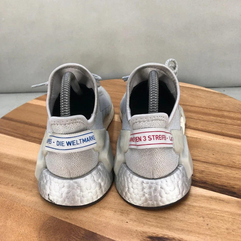 Adidas NMD R1 Running Shoes Gray Knit Lightweight Sneakers Youth Size 4.5